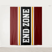 END ZONE Fun Fett Schwarz-weiße, rote Streifen Wandteppich (Vorderseite)