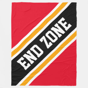 END ZONE Helles Rot Orange Schwarz Football Streif Fleecedecke