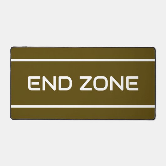 END ZONE Modern White Text Stripes On Bold  Brown Schreibtischunterlage (Vorderseite)