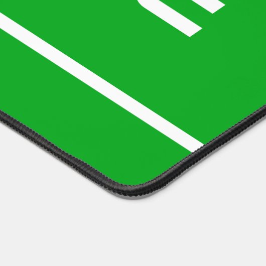 END ZONE Modern White Text Stripes On Bright Green Schreibtischunterlage (Ecke)