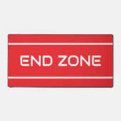 END ZONE Modern White Text Stripes On Bright Red Schreibtischunterlage (Vorderseite)