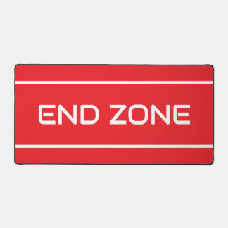END ZONE Modern White Text Stripes On Bright Red Schreibtischunterlage