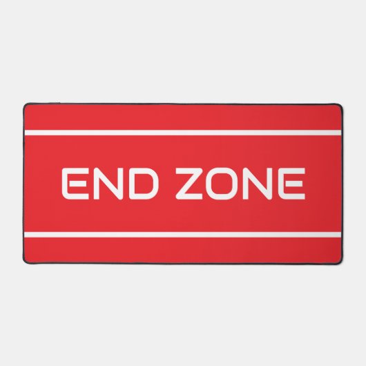 END ZONE Modern White Text Stripes On Bright Red Schreibtischunterlage (Vorderseite)