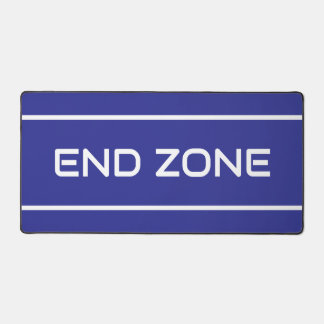 END ZONE Modern White Text Stripes On Deep Blue Schreibtischunterlage