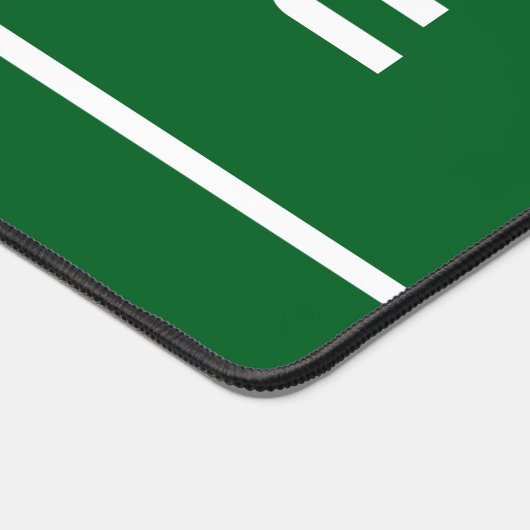 END ZONE Modern White Text Stripes On Deep Green Schreibtischunterlage (Ecke)