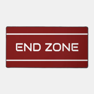 END ZONE Modern White Text Stripes On Deep Red Schreibtischunterlage