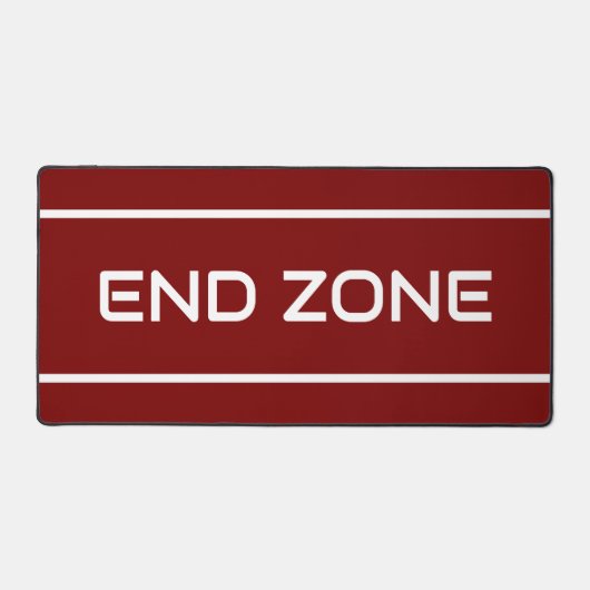 END ZONE Modern White Text Stripes On Deep Red Schreibtischunterlage (Vorderseite)