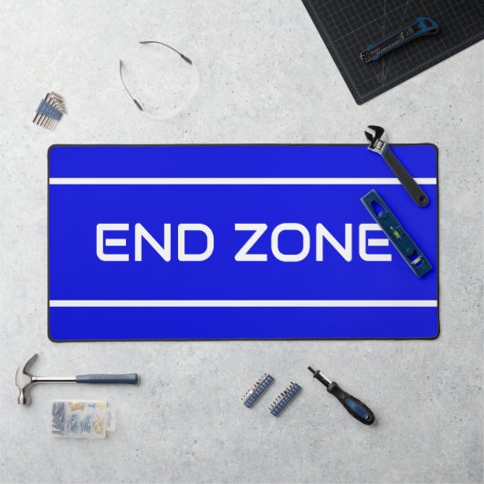 END ZONE Modern White Text Stripes On Royal Blue Schreibtischunterlage (Arbeitsplatz)