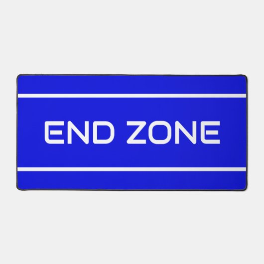 END ZONE Modern White Text Stripes On Royal Blue Schreibtischunterlage (Vorderseite)