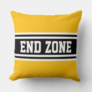 END ZONE Sportlich Gelb Schwarz Weiß Rennstreifen Kissen