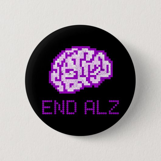 ENDALZ_ Pixel Gehirn Beende Alzheimer-Bewusstsein Button (Vorderseite)