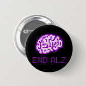 ENDALZ_ Pixel Gehirn Beende Alzheimer-Bewusstsein Button (Vorne & Hinten)