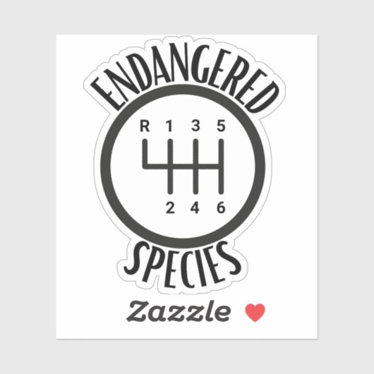 Endangered Species Stick Shift Bumper Sticker (Blatt)