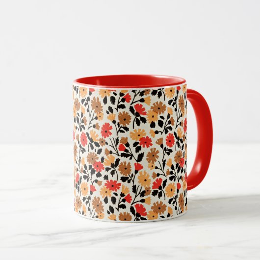 Endblätter des Art floral Muster Tasse (VorderseiteRechts)