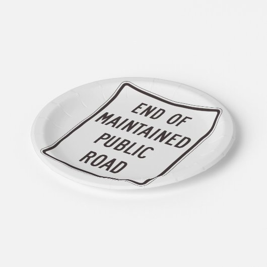 Ende der öffentlichen Straßensignatur Pappteller (Schrägansicht)