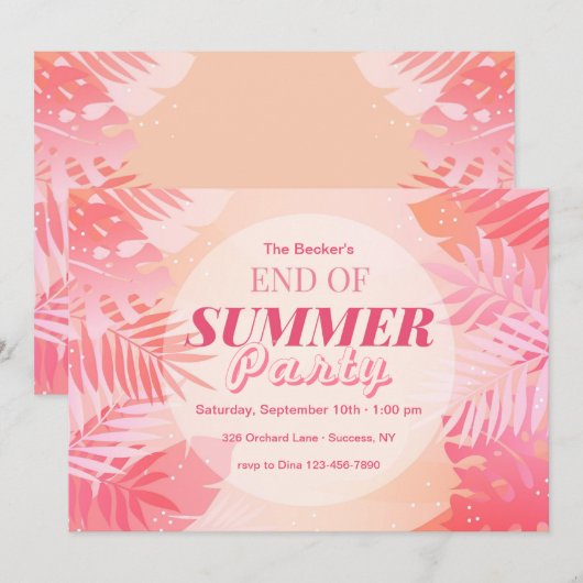 Ende der Party Einladung (Vorne/Hinten)