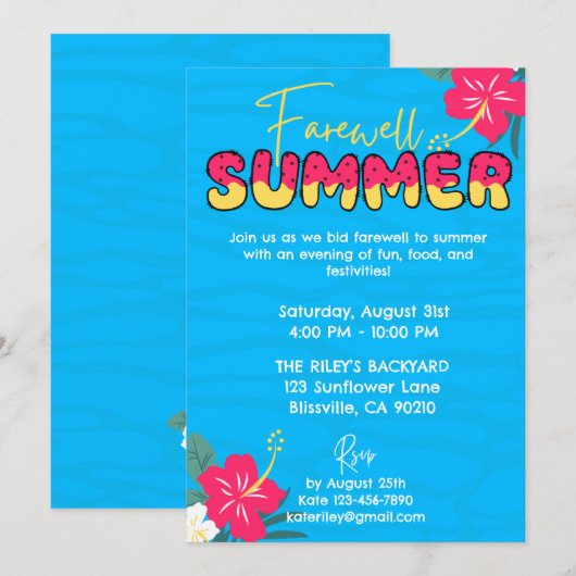 Ende der Party Einladung (Vorne/Hinten)