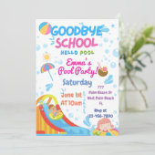 Ende der Party Einladung des Schulpools (Stehend Vorderseite)