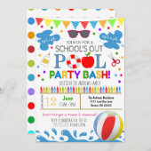 Ende der Party Einladung des Schulpools (Vorne/Hinten)