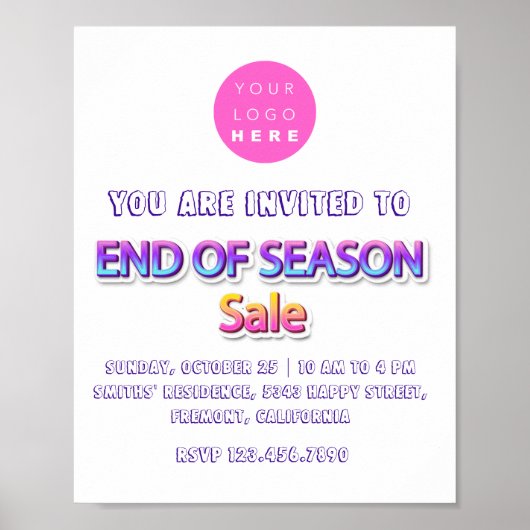 Ende der Saison Verkauf rosa Logo Garage Garten Ve Poster (Vorne)
