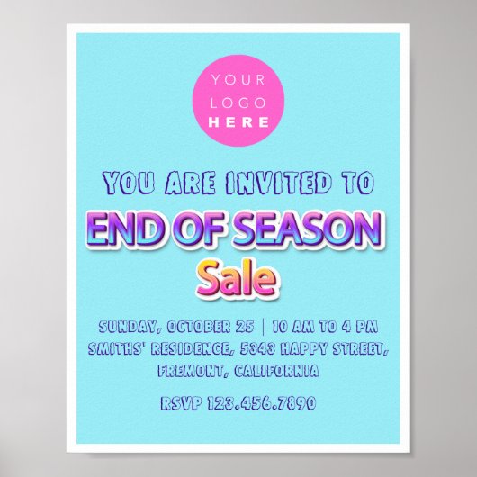 Ende der Saison Verkauf rosa Logo Garage Yard Blue Poster (Vorne)