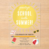 Ende der Schule Goodbye Hello Summer Kids Party Acryleinladungen (Vorderseite)