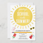 Ende der Schule Goodbye Hello Summer Kids Party Einladung (Vorderseite)