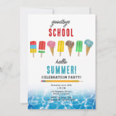 Ende der Schule Goodbye Hello Summer Pool Party Einladung (Vorderseite)