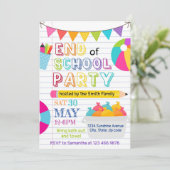Ende der Schule Party bearbeitbare Einladung, Schu Einladung (Stehend Vorderseite)