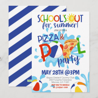 Ende der Schule Pizza & Pool-Party Einladung