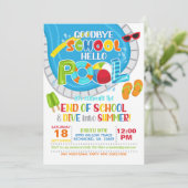Ende der Schule Pool Party Einladung - Junge (Stehend Vorderseite)