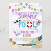 Ende der Schule Pool Sommerklasse Party Fundraiser Einladung (Vorne/Hinten)