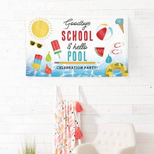 Ende der Schule Spaß Kinder Sommer Pool Party Banner (Insitu)