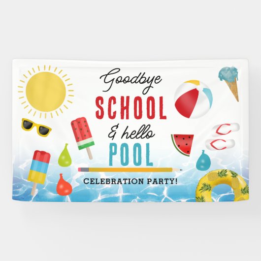 Ende der Schule Spaß Kinder Sommer Pool Party Banner (Horizontal)