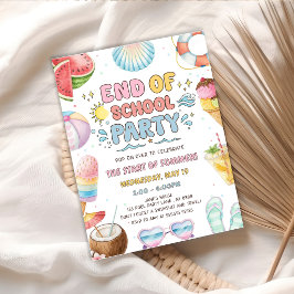 Ende der Schule und Beginn der Sommerparty Einladung