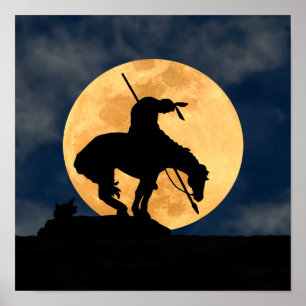 Ende der Silhouette mit Vollmond Poster