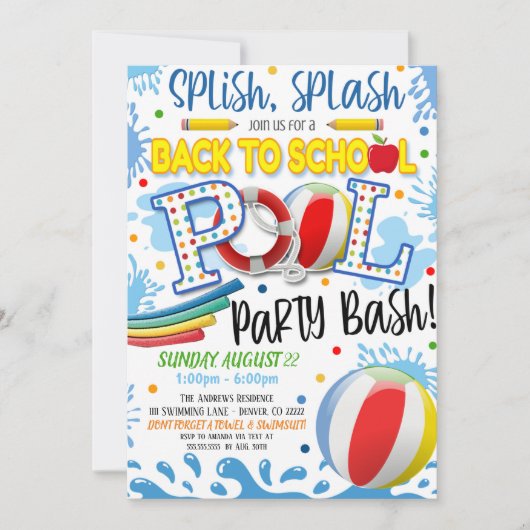 Ende der Sommerpool-Party Einladung (Vorderseite)