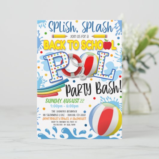 Ende der Sommerpool-Party Einladung (Stehend Vorderseite)