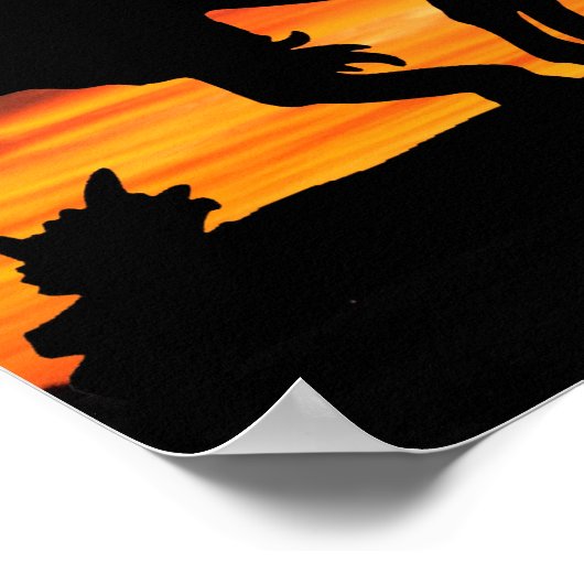 Ende der Trail-Silhouette mit Sonnenuntergang Poster (Ecke)