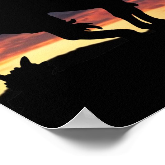 Ende der Trail-Silhouette mit Sonnenuntergang Poster (Ecke)