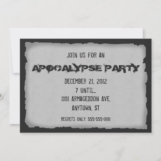 Ende der Welt/Apokalypse-Party Einladung (Rückseite)