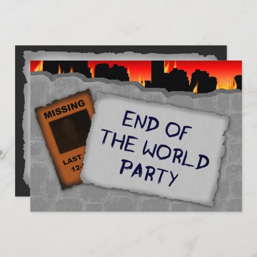 Ende der Welt/Apokalypse-Party Einladung (Vorne/Hinten)