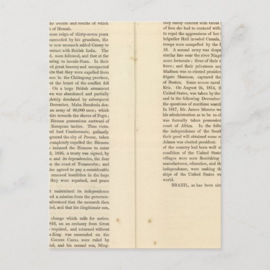 Ende des allgemeinen Friedens 1828 AD 2 Postkarte (Vorderseite)