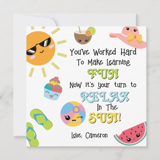 Ende des Jahres Lehrer Vielen Dank Karte (Vorderseite)