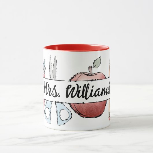 Ende des Jahres Lehrer Wertschätzung Apfel Doodle Tasse (Zentrum)