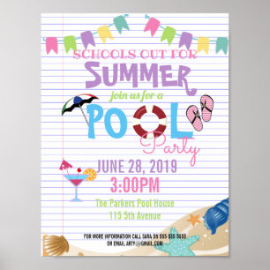 Ende des Jahres Sommerklasse Pool Party Schulen au Poster