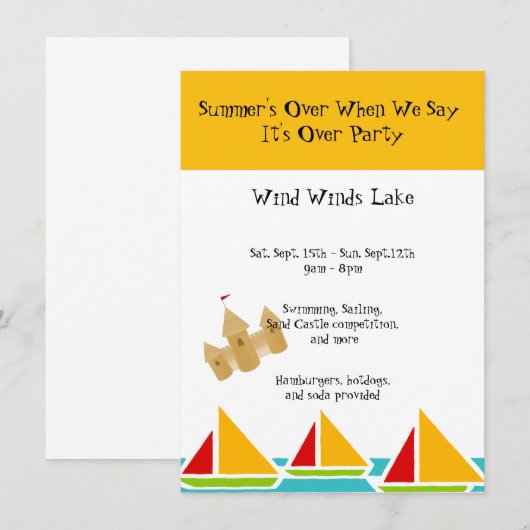 Ende des Party Einladung (Vorne/Hinten)