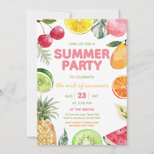 Ende des Party Einladung (Vorderseite)