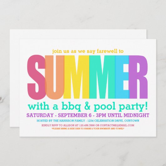 Ende des Party Einladung (Vorne/Hinten)