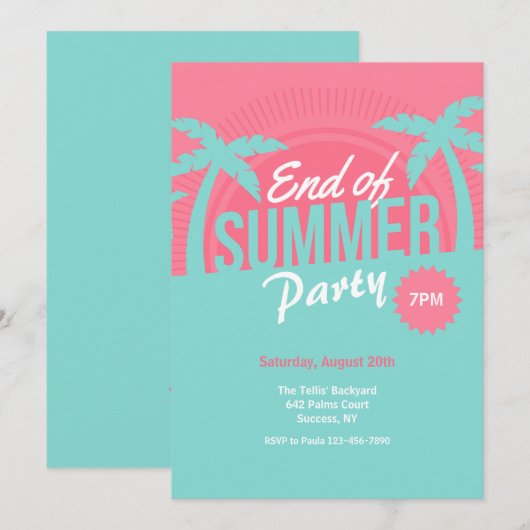 Ende des Party Einladung (Vorne/Hinten)